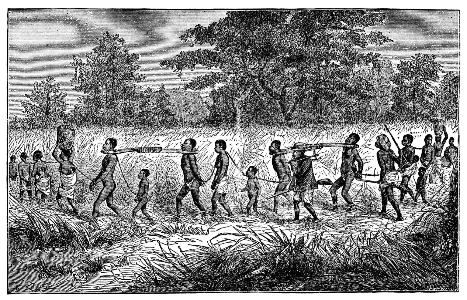 Victorian engraving of indigenous African slaves and slavers Condorcet
