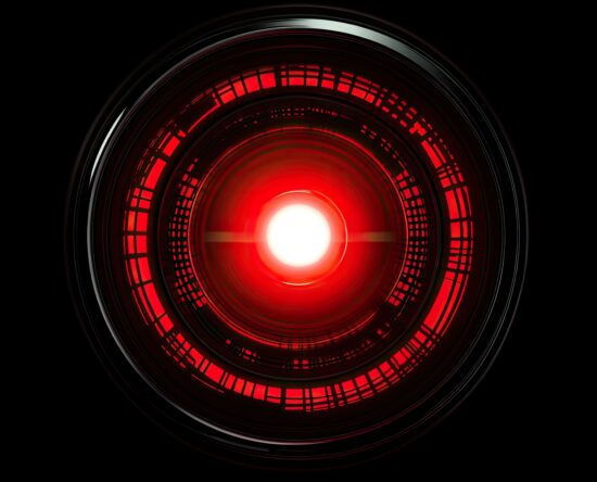 Abstract close-up of red glowing circular rings against a black background, suggesting a high-tech or sci-fi theme.