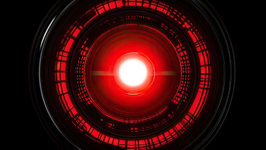 Abstract close-up of red glowing circular rings against a black background, suggesting a high-tech or sci-fi theme.