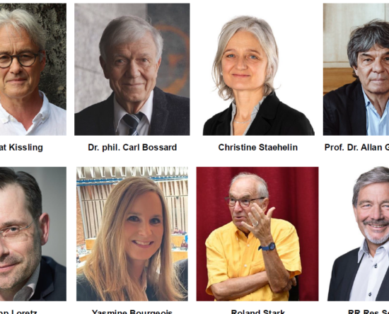 Portrait of Dr. Beat Kissling, looking at the camera against a textured background, wearing glasses and a white shirt.