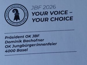Flyer header showing 'JBF 2026' and bold 'YOUR VOICE – YOUR CHOICE' with a circular seal on the left.